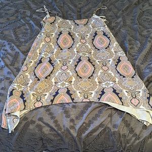BCBGenteration low back dress with pink gold and blue paisley patter Sz M